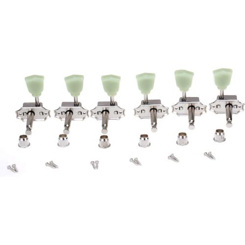  Wilkinson 3L3R Deluxe Vintage Keystone Style Guitar Tuners Machine Heads Tuning Pegs Keys Set for Les Paul Electric Guitar or Electric Guitar, Nickel