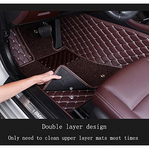  WillMaxMat Custom Car Floor Mats for Mercedes GL Class GL350 GL450 GL550 - Detachable Floor Carpets, Tailored Fit, Full Coverage, Waterproof, All Weather(Black and Gold Stitching)