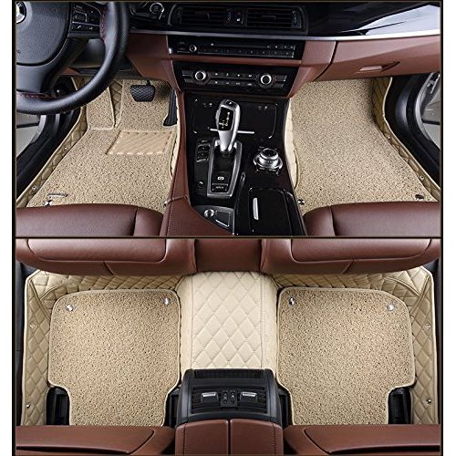  WillMaxMat Custom Car Floor Mats for Cadillac Escalade 6 seat - Detachable Floor Carpets, Tailored Fit, Full Coverage, Waterproof, All Weather(Black and Gold Stitching)