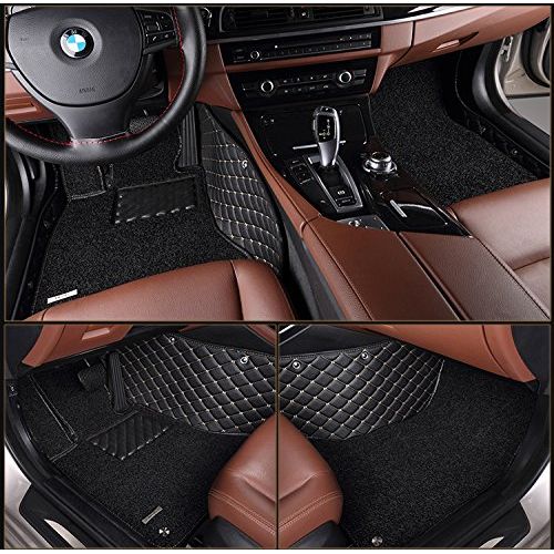  WillMaxMat Custom Car Floor Mats for Cadillac Escalade 6 seat - Detachable Floor Carpets, Tailored Fit, Full Coverage, Waterproof, All Weather(Black and Gold Stitching)