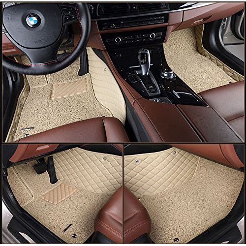  WillMaxMat Custom Car Floor Mats for Ford Explorer 2016-2019 - Detachable Floor Carpets, Tailored Fit, Full Coverage, Waterproof, All Weather(Black and Gold Stitching)