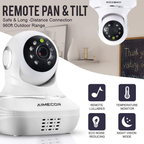  Willcare Baby Monitor with Camera, Remote Pan Tilt, HD Night Vision, Wall Mounted, Two-Way Talk, and 3.5 HD IPS Display, 2nd Camera Available.