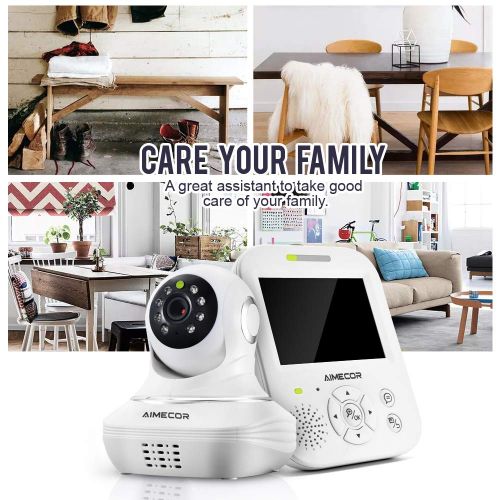  Willcare Baby Monitor with Camera, Remote Pan Tilt, HD Night Vision, Wall Mounted, Two-Way Talk, and 3.5 HD IPS Display, 2nd Camera Available.