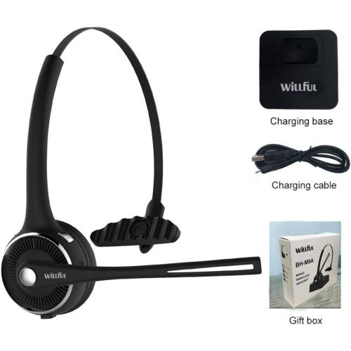  [아마존 핫딜]  [아마존핫딜]Trucker Bluetooth Headset,Willful Wireless Headset with Microphone,Charging Station,Noise Cancelling Hands Free Phone Headset for Truck Driver Call Center Office PC Skype