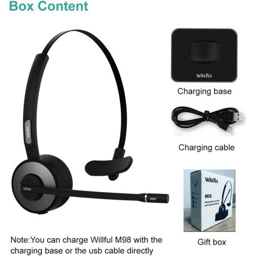  [아마존 핫딜]  [아마존핫딜]Trucker Bluetooth Headset,Willful Wireless Headset with Microphone,Charging Station,Noise Cancelling Clear Sound,Mute Button,Phone Headset for Car Truck Driver Call Center Office