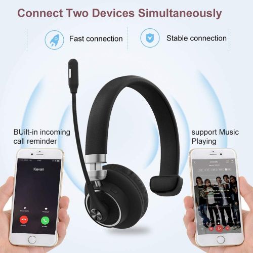  [아마존베스트]Bluetooth Headset with Microphone,Willful M91 Wireless Headset with Noise Cancelling Sound,Comfortable Extra Cushion, Strong BT Signal,Mute Button,Cell Phone Headset for Office Tru