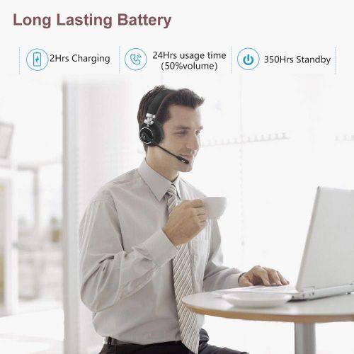  [아마존베스트]Bluetooth Headset with Microphone,Willful M91 Wireless Headset with Noise Cancelling Sound,Comfortable Extra Cushion, Strong BT Signal,Mute Button,Cell Phone Headset for Office Tru