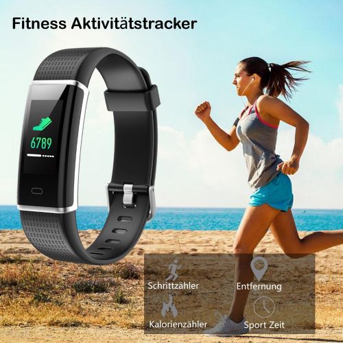  [아마존 핫딜]  [아마존핫딜]Willful Fitness Armband mit Pulsmesser,Wasserdicht IP68 Fitness Tracker Farbbildschirm Fitness Uhr Aktivitatstracker Schrittzahler Uhr Smartwatch Damen Herren Anruf SMS Beachten fue