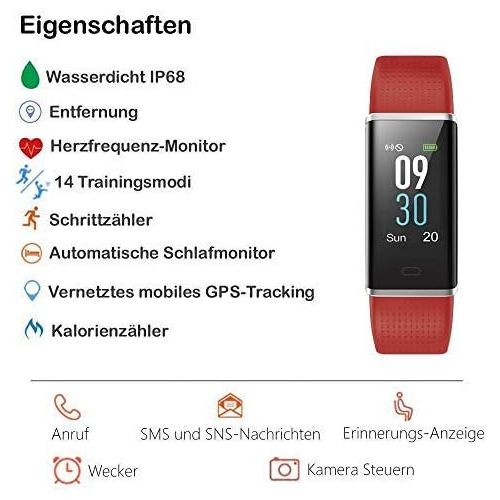  [아마존 핫딜]  [아마존핫딜]Willful Fitness Armband mit Pulsmesser,Wasserdicht IP68 Fitness Tracker Farbbildschirm Fitness Uhr Aktivitatstracker Schrittzahler Uhr Smartwatch Damen Herren Anruf SMS Beachten fue