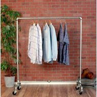Industrial Pipe Rolling Clothing Rack Galvanized Silver Pipe by William Roberts Vintage