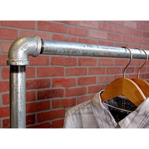  Industrial Pipe Rolling Clothing Rack Galvanized Silver Pipe by William Roberts Vintage