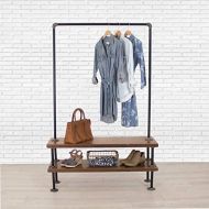 Industrial Pipe Clothing Rack with Cedar Wood Shelves by William Roberts Vintage