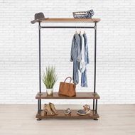 Industrial Pipe Clothing Rack with Cedar Wood Shelving by William Roberts Vintage