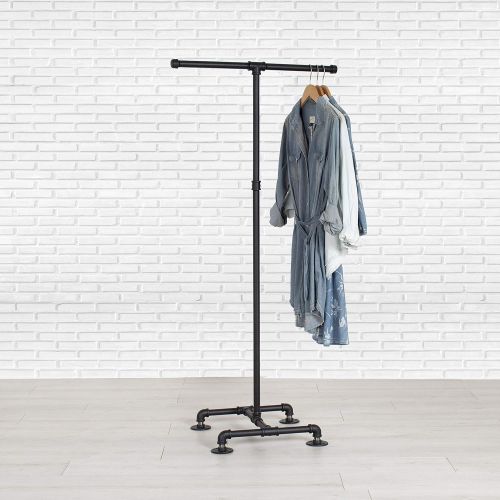  Industrial Pipe Rolling Clothing Rack 2-Way by William Roberts Vintage