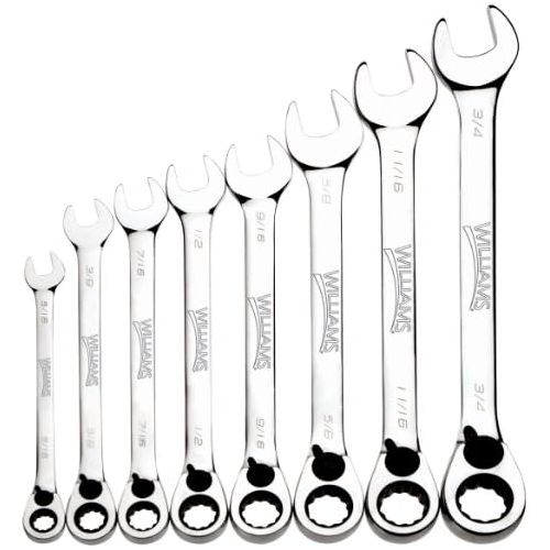  Williams WS-1168RC 8-Piece Reversible Ratcheting Combination Wrench Set