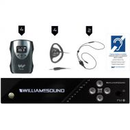 Williams Sound FM 558 FM+ Assistive Listening System Package with 4 Receivers (72 to 76 MHz)