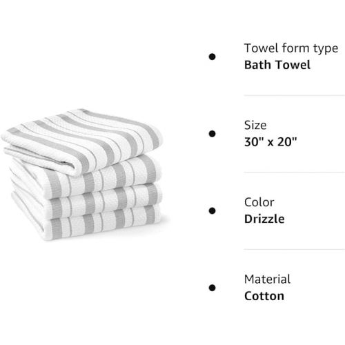  Williams-Sonoma Classic Striped Towels, Cotton,Set of 4 (Drizzle)