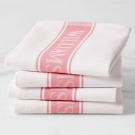 Classic Stripe Kitchen Dish Towels, Set of 4 (Blush)