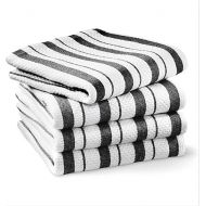 Classic Striped Towels, Set of 4 (Jet Black)