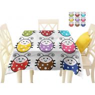 WilliamsDecor Summer Table Cloths Ladybugs,Cute Smiling Ladybugs Set Picnic Cloth W 50 x L 50