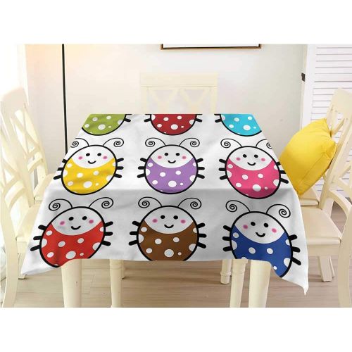  WilliamsDecor Summer Table Cloths Ladybugs,Cute Smiling Ladybugs Set Picnic Cloth W 50 x L 50