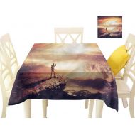 WilliamsDecor Picnic Cloth Adventure,Traveler Woman Sunset Picnic Cloth W 54 x L 54