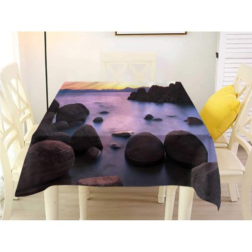  WilliamsDecor Table Cover Lake,Lake Tahoe at Sunset Picnic Cloth W 54 x L 54