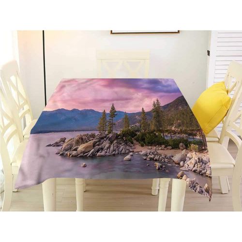  WilliamsDecor Table Cover Lake,Lake Tahoe at Sunset Picnic Cloth W 54 x L 54