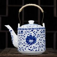 Willower Pottery teapot, Cold Pot, Water Kettle, Household Tea Set, high White Porcelain, Stainless Steel Filter Screen, Jingdezhen Blue and White Porcelain,Yanlian Big (2 litres)