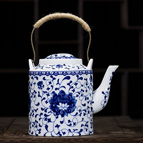  Willower Pottery teapot, Cold Pot, Water Kettle, Household Tea Set, high White Porcelain, Stainless Steel Filter Screen, Jingdezhen Blue and White Porcelain,Yanlian Big (2 litres)