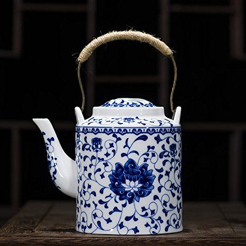  Willower Pottery teapot, Cold Pot, Water Kettle, Household Tea Set, high White Porcelain, Stainless Steel Filter Screen, Jingdezhen Blue and White Porcelain,Yanlian Big (2 litres)