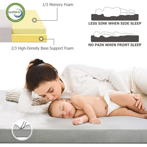  [아마존베스트]Willpo Certipur-US Memory Foam Camping Mattress【Single:75x30x2.75 Twin 75x38x2.75】 Portable Sleeping Pad Floor Guest Bed Lightweight Outdoor Tent Mattress Removable Waterproof Cove