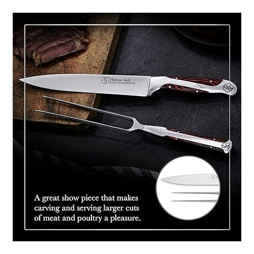 윌슨 German Forged High Carbon Stainless Steel Carving Knife and Fork Set | Professional Meat Carving Set with Ergonomic Pakkawood Handle