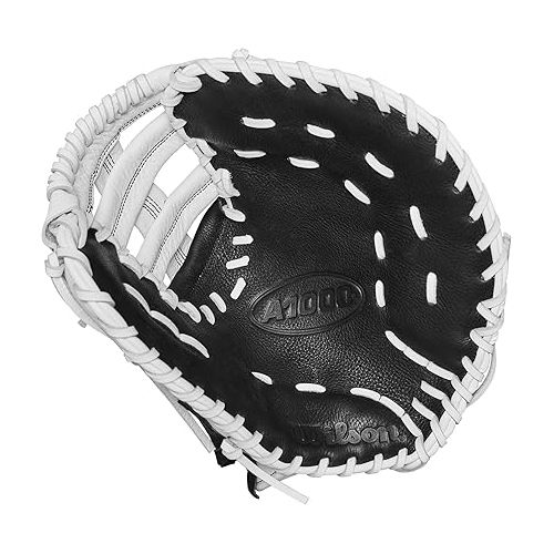 윌슨 WILSON 2024 A1000 1620 12.5” Fastpitch Softball First Base Mitt - Black/White/Silver