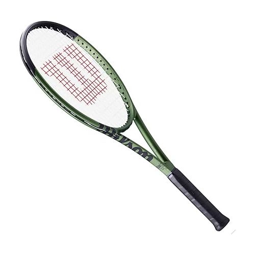 윌슨 WILSON Blade Team V8 Strung Tennis Racquet - Economical Quality Intermediate Racquet - 4-3/8 Grip, Green & Black