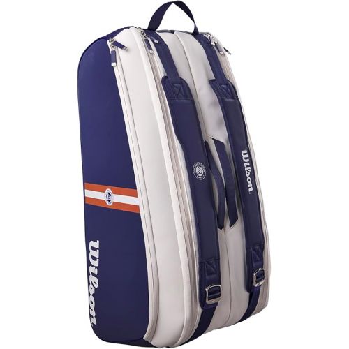 윌슨 WILSON Roland Garros Super Tour Tennis Racket Bag - Navy/White, Holds up to 9 Rackets