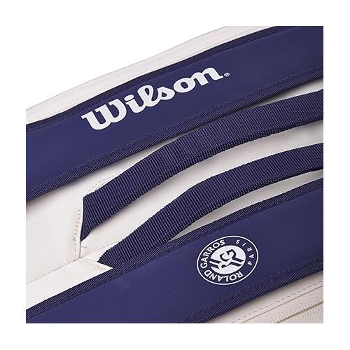 윌슨 WILSON Roland Garros Super Tour Tennis Racket Bag - Navy/White, Holds up to 9 Rackets