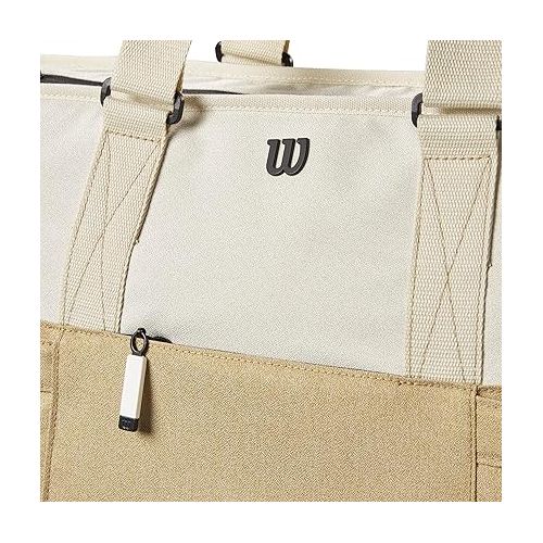 윌슨 WILSON Lifestyle Tote Tennis Racket Bag - Khaki, Holds up to 2 Rackets