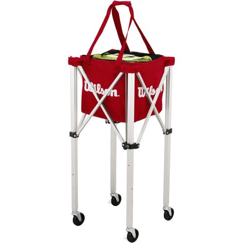 윌슨 Wilson Teaching Cart Traveler with Red Bag, Holds 150 Tennis Balls, Zippered Top, Foldable Cart, 3.9 x 9.4 x 19.6 in