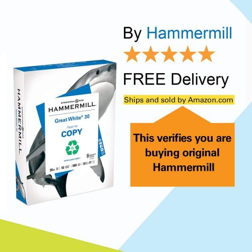 윌슨 [아마존핫딜][아마존 핫딜] Hammermill Paper, Great White 30% Recycled Printer Paper, 8.5 x 11 Paper, Letter Size, 20lb, 92 Bright, 3 Ream Case / 1, 500 Sheets (086820C) Acid Free Paper