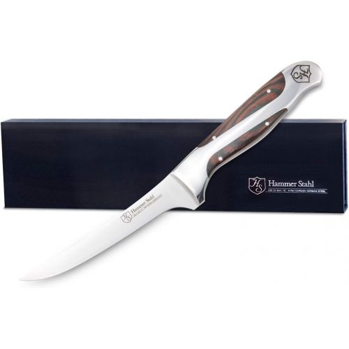 윌슨 Hammer Stahl 6-Inch Boning Knife - German High Carbon Steel - Curved Flexible Blade for Boning, Filleting, and Trimming - Ergonomic Quad-Tang Handle
