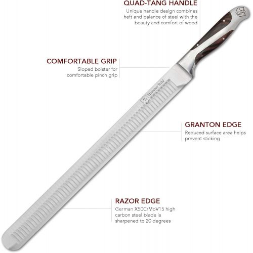 윌슨 Hammer Stahl 14-Inch Carving Knife, X50CrMoV15 Forged German High Carbon Steel Meat Knife with Quad-Tang Pakkawood Handle - Perfect Brisket Slicing Knife