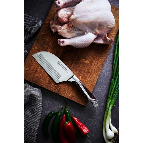 윌슨 Hammer Stahl 5-Inch Cleaver - Professional Chopping Knife - German Forged High Carbon Steel - Ergonomic Quad-Tang Pakkawood Handle