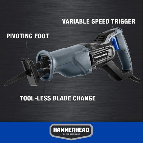 윌슨 [아마존베스트]Hammerhead 6-Amp Reciprocating Saw with 2pcs Wood blade, 1pc Metal blade - HARS060