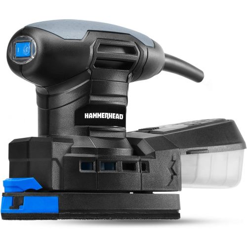 윌슨 Hammerhead 1.4-Amp Multi-Function Detail Sander with 12pcs Sandpaper, Dust Collection System, and Detail Attachment - HADS014