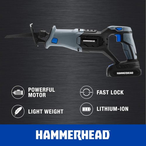 윌슨 Hammerhead 20V Cordless 4-Tool Combo Kit: Drill, Reciprocating Saw, Circular Saw and LED Light with Two 1.5Ah Batteries and Charger - HCC2040