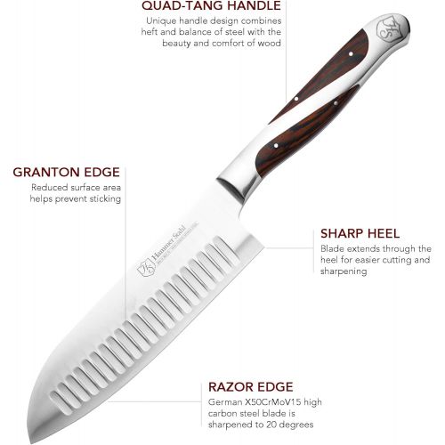 윌슨 [아마존베스트]Hammer Stahl 5.5 Inch Santoku Knife - High Carbon German Steel - Deep Granton Edge - Professional Chopping Kitchen Knife for Chefs