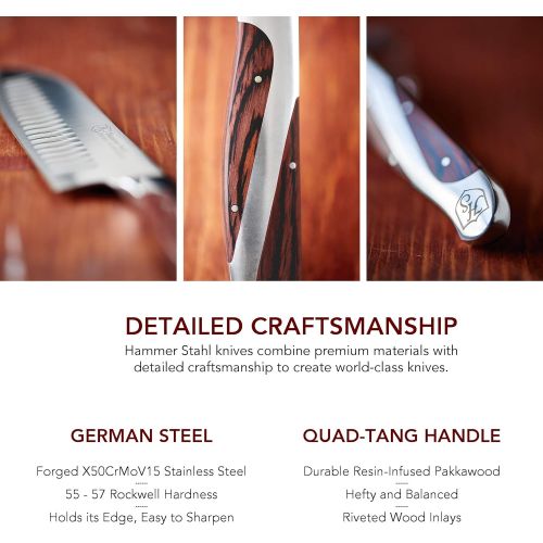 윌슨 [아마존베스트]Hammer Stahl 5.5 Inch Santoku Knife - High Carbon German Steel - Deep Granton Edge - Professional Chopping Kitchen Knife for Chefs