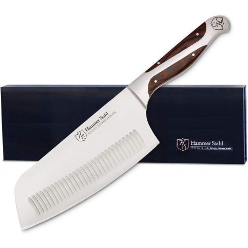 윌슨 [아마존베스트]Hammer Stahl 7-Inch Vegetable Cleaver - Professional Chopping Knife - German Forged High Carbon Steel - Ergonomic Quad-Tang Pakkawood Handle