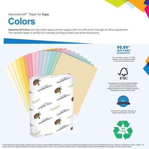 윌슨 Hammermill Blue Colored 24lb Copy Paper, 8.5x11, 10 Ream Case, 5,000 Total Sheets, Made in USA, Sustainably Sourced From American Family Tree Farms, Acid Free, Pastel Printer Paper